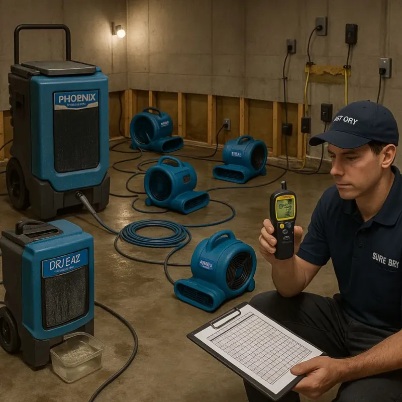 Structural Drying and Dehumidification process in Suffolk, VA